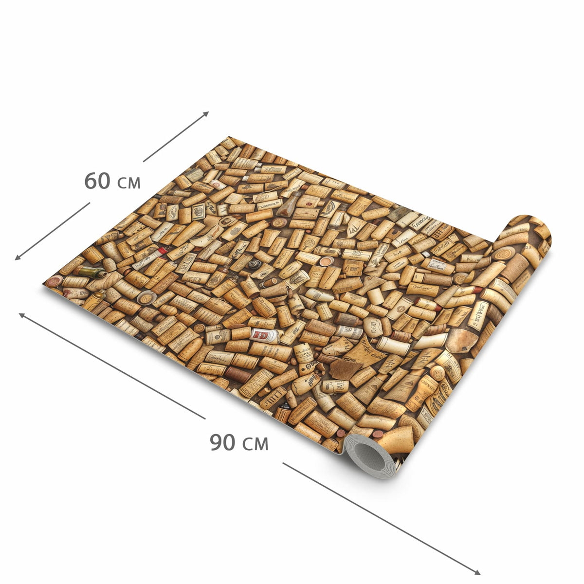 Geruchsneutraler waschbarer Küchenläufer mit Motiv Vintage Korken Sammlung in der Grösse 80x250 cm