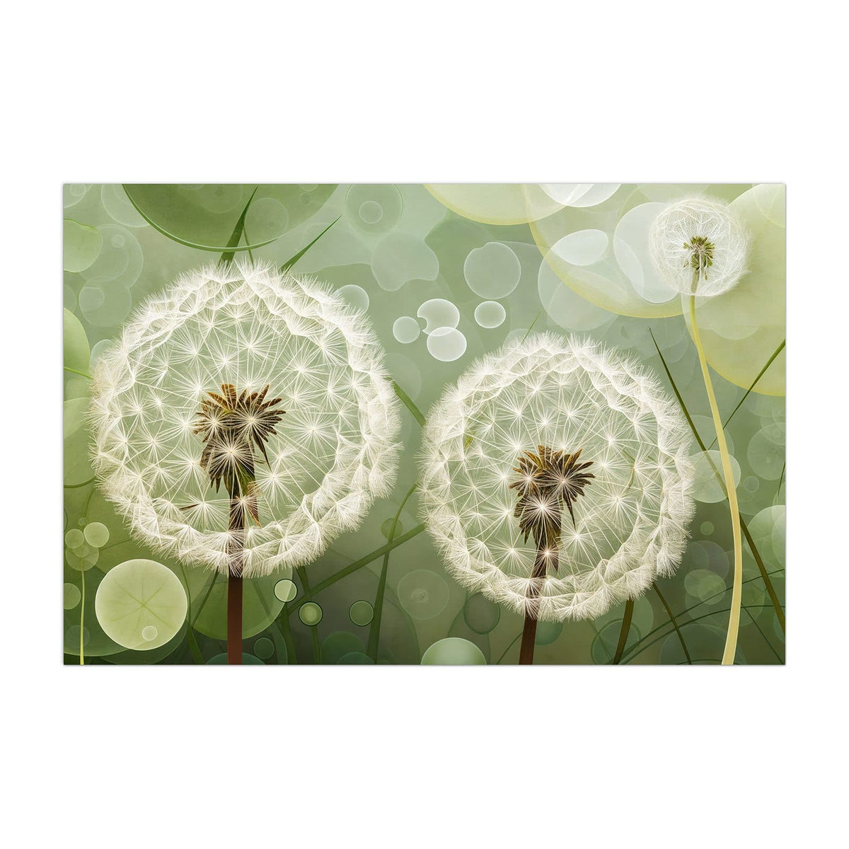 Küchenrückwand aus Glas Zwei Pusteblumen im Hochformat, Motiv bildfüllend von vorn