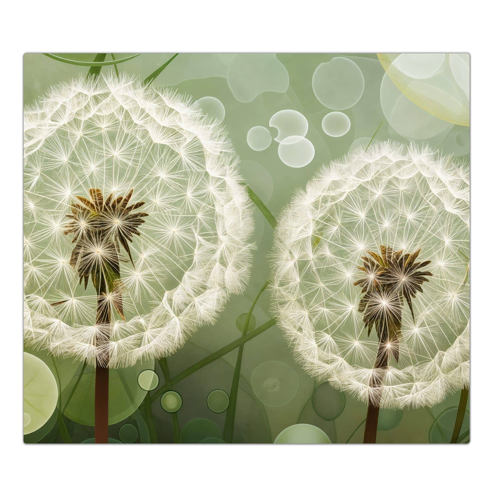 1-teilige Ceranfeld-Abdeckung mit Zarte Löwenzahnblüten-Motiv in der Frontansicht #grösse_1-Teilig (60x52cm)