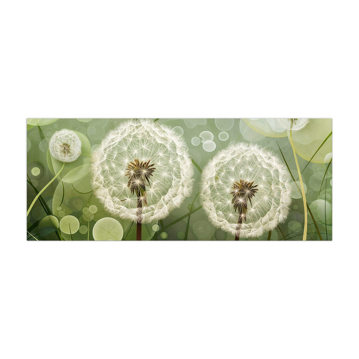 Küchenrückwand aus Glas Zwei Pusteblumen im Hochformat, Motiv bildfüllend von vorn