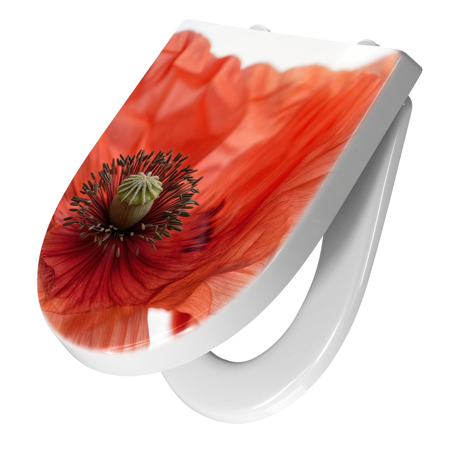 WC-Sitz mit Absenkautomatik Mohnblüten