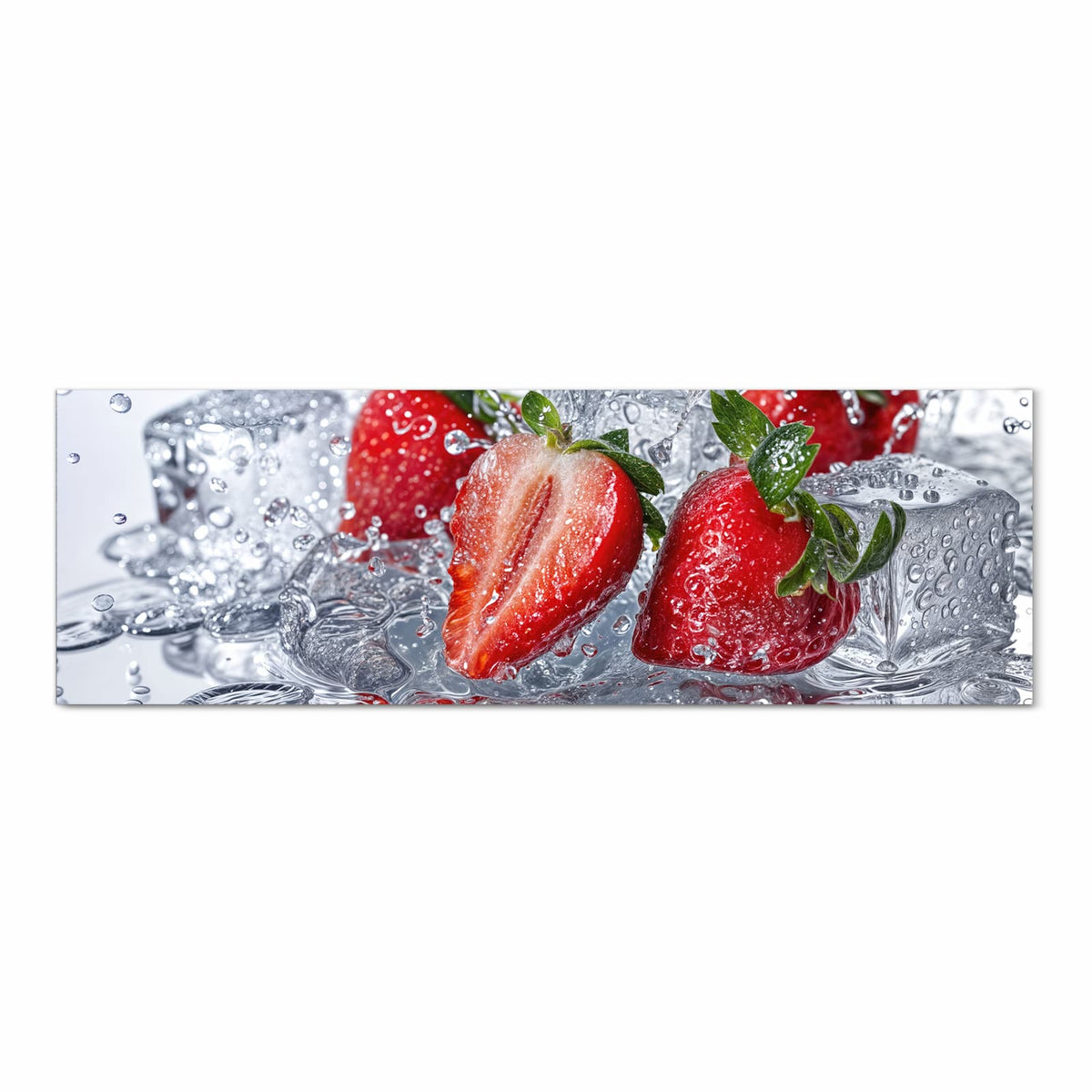 Abriebfester Küchenteppich mit Motiv Erdbeeren im Wasser in Frontansicht