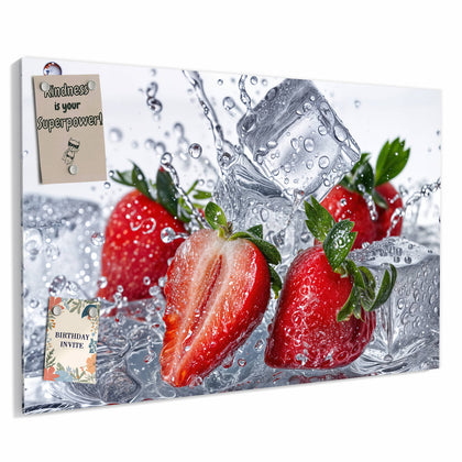 Metall Magnettafel mit dem Motiv Erdbeeren auf Eis