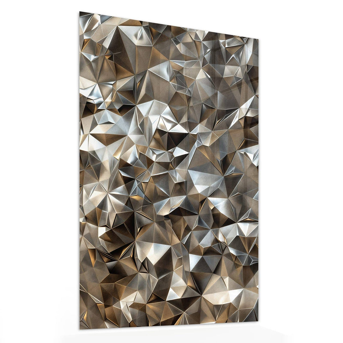 Glasbild Facetten in Silber von der Seite, 4 mm Echtglas