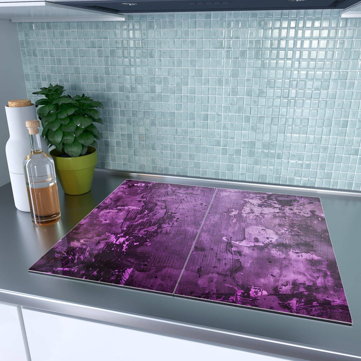 Herdabdeckplatte Violetter Putz – Rauer Putz in Violett und Magenta
