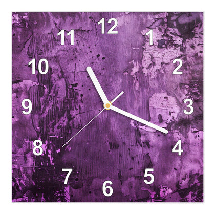 Wanduhr Quadratisch mit dem Motiv Violetter Putz