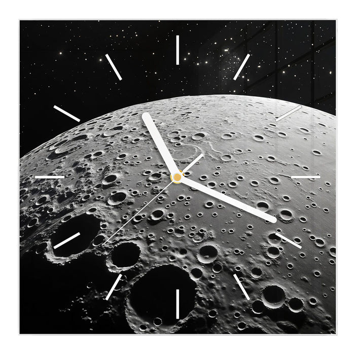 Wanduhr Mondoberfläche aus Glas – Quadratisch 30 × 30 cm mit Ziffernblatt Linie