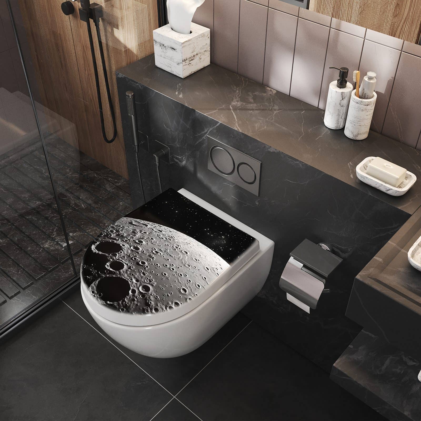 WC-Sitz mit Absenkautomatik Mondoberfläche