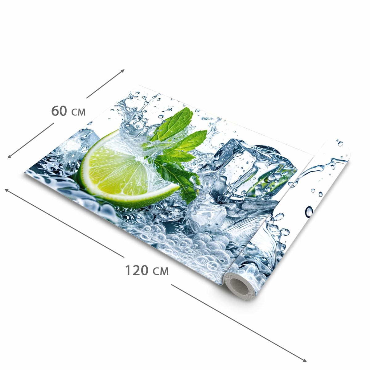 Geruchsneutraler Küchenläufer mit Motiv Limettenspritzer in der Grösse 60x300 cm
