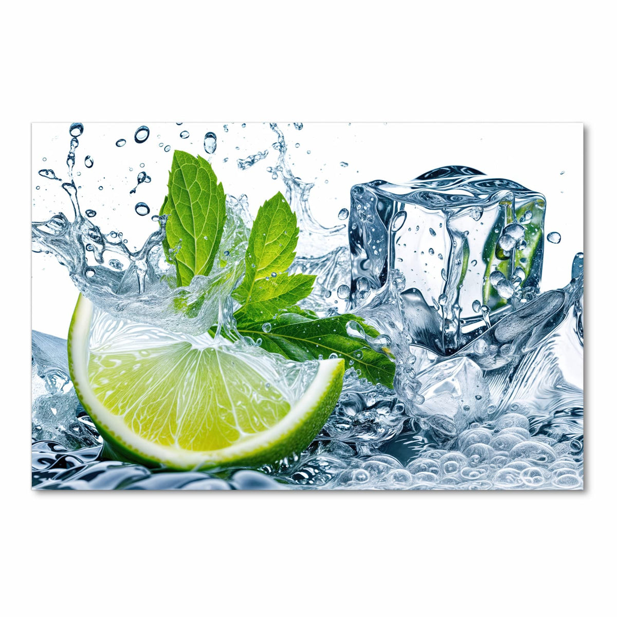Bodenschonender rutschfester Küchenteppich mit Motiv Limettenspritzer in Frontansicht