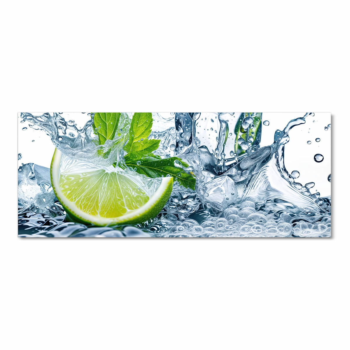 Langlebiger waschbarer Küchenläufer mit Motiv Limettenspritzer in Frontansicht
