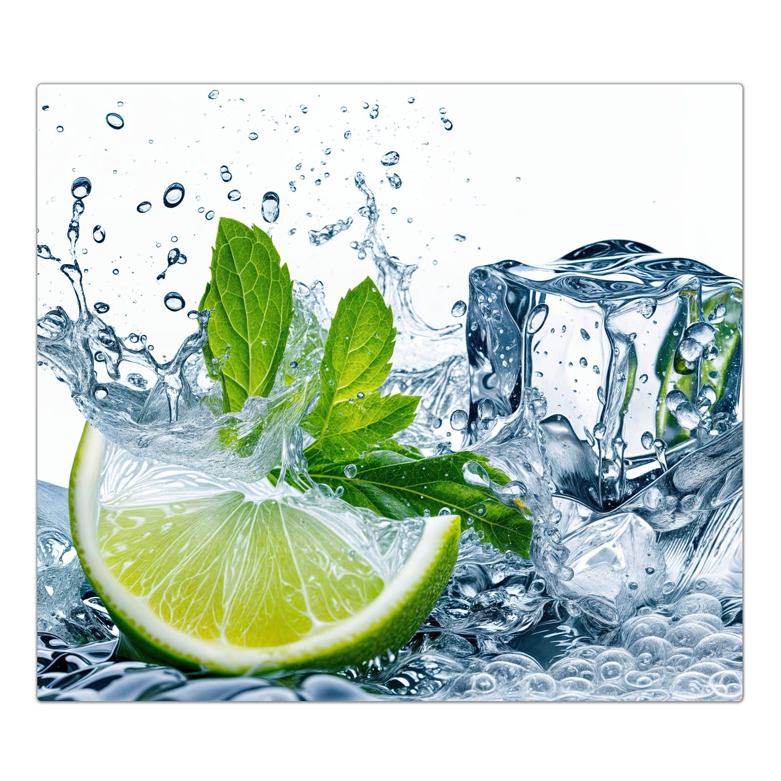 1-teilige Abdeckung für Herdplatte mit Limettenspritzer-Motiv in der Frontansicht #grösse_1-Teilig (60x52cm)