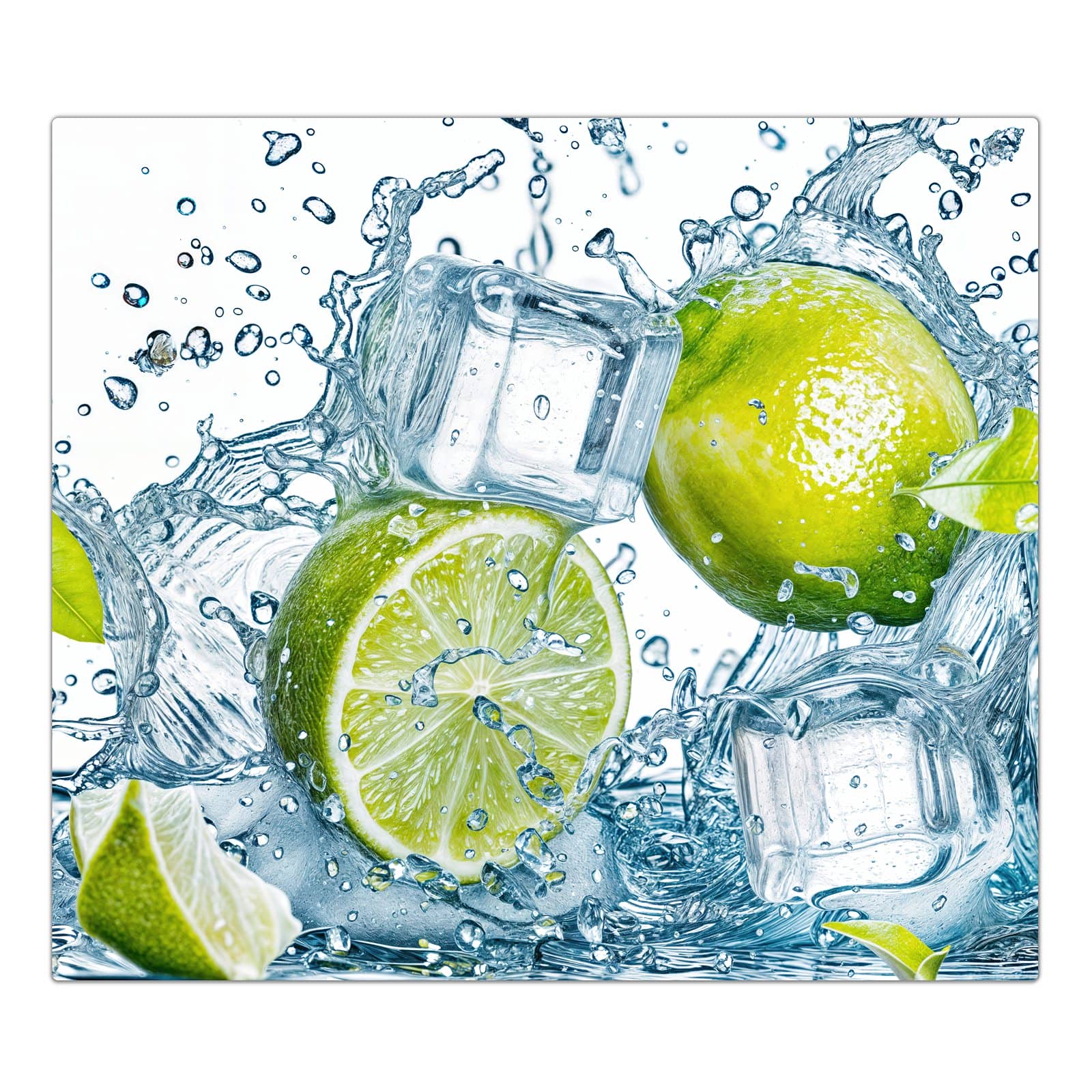 1-teilige Abdeckung für Herdplatte mit Spritzende Limetten-Motiv in der Frontansicht #grösse_1-Teilig (60x52cm)