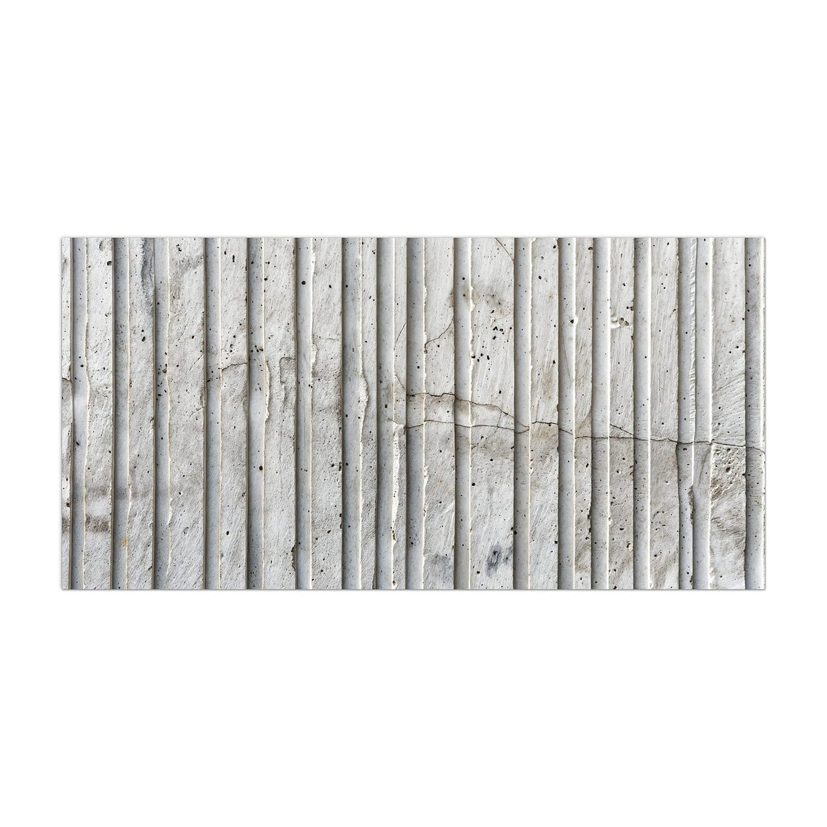 Küchenrückwand aus Glas Geriffelter Beton im Hochformat, Motiv bildfüllend von vorn