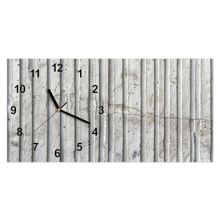 Wanduhr Betonstruktur aus Glas – Querformat 60 × 30 cm mit Ziffernblatt Modern