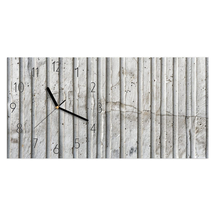 Wanduhr Betonstruktur aus Glas – Querformat 60 × 30 cm mit Ziffernblatt Elegant