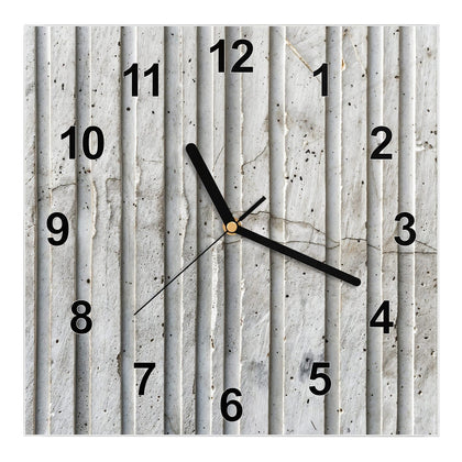 Wanduhr Quadratisch mit dem Motiv Geriffelter Beton