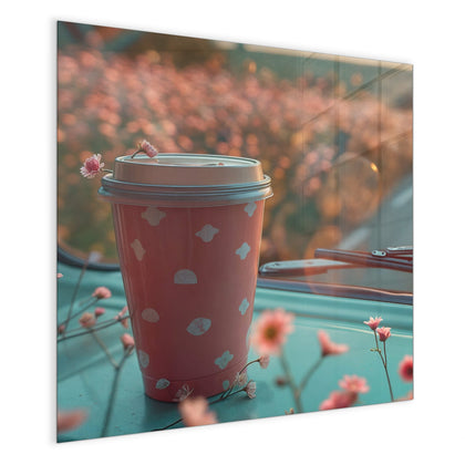 Magnettafel mit dem Motiv Rosa Kaffeebecher