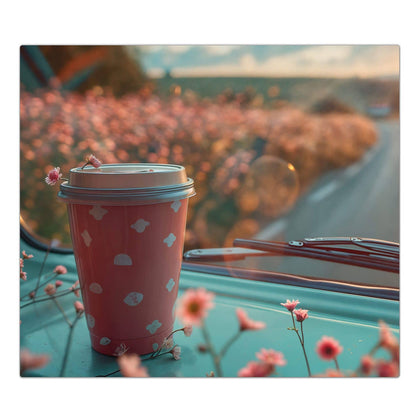 Herdabdeckplatte mit dem Motiv Rosa Kaffeebecher