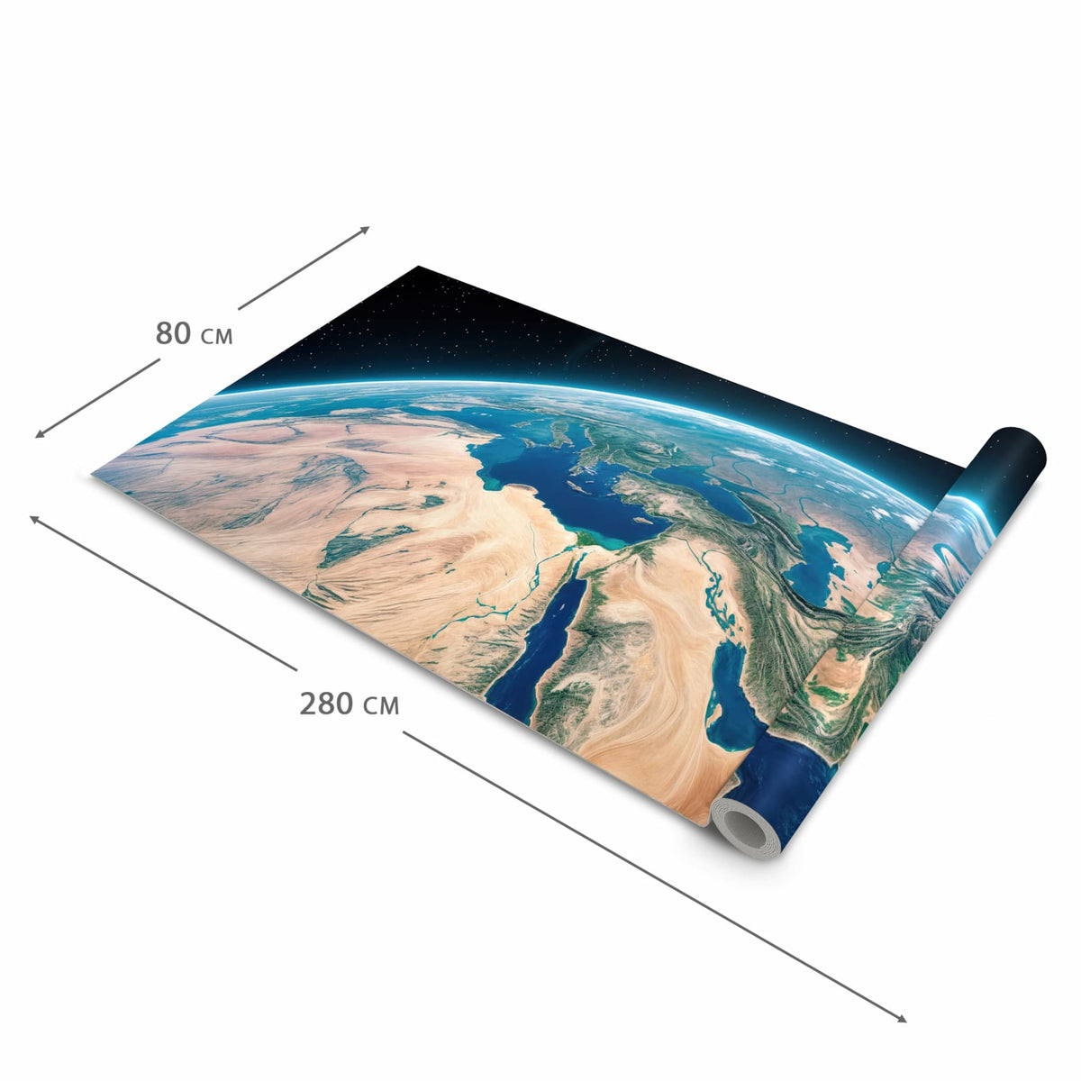 Feuchtigkeitsresistenter Küchenläufer mit Motiv Erde aus dem All in der Größe 60x270 cm