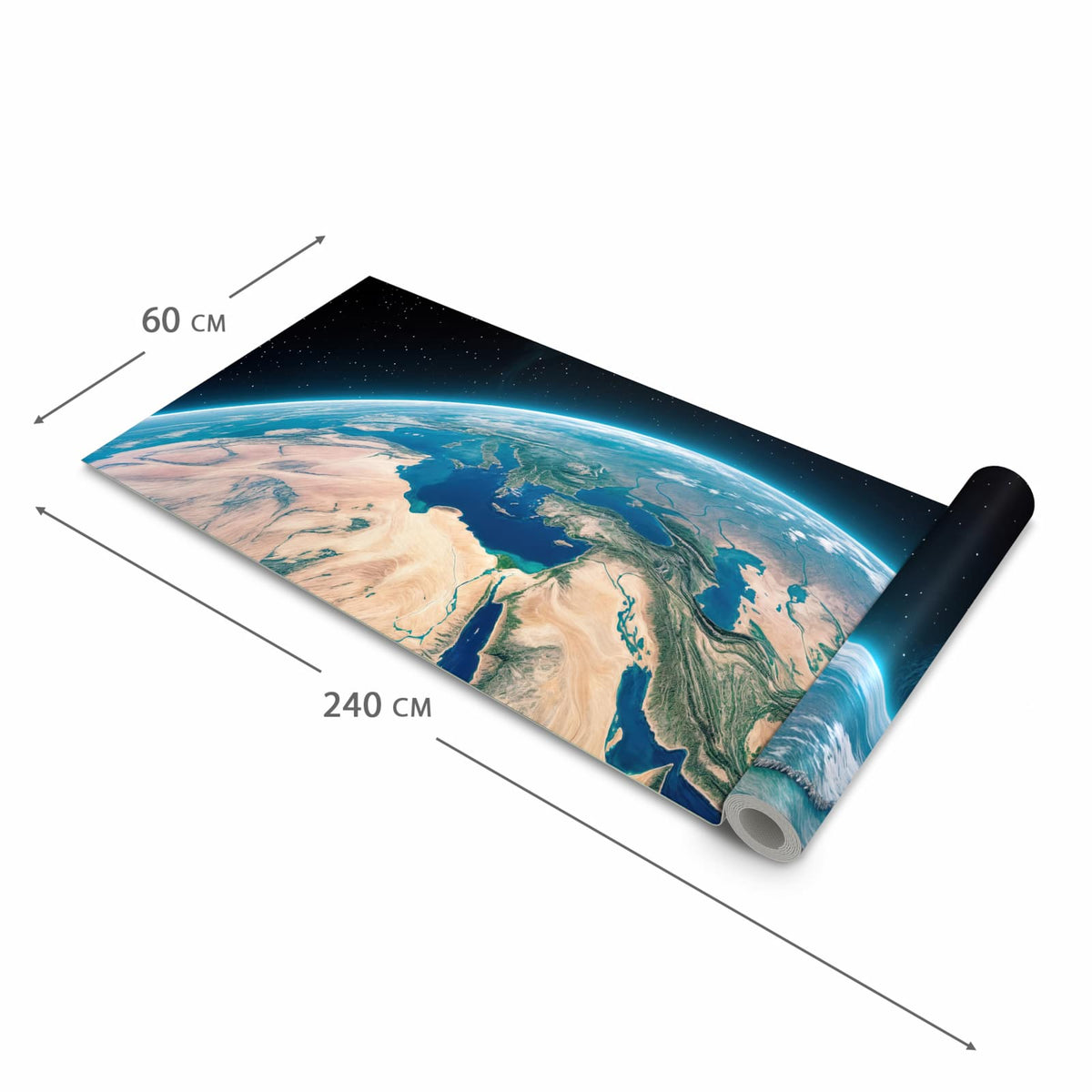 Küchenläufer mit angenehmer Haptik und Motiv Erde aus dem All in der Grösse 60x270 cm