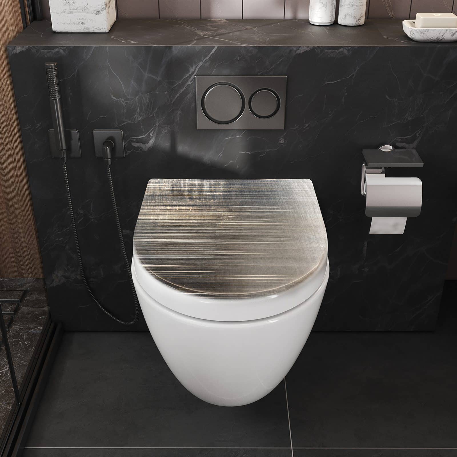 WC-Sitz mit Absenkautomatik Gekratzte Textur