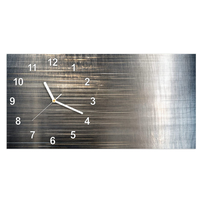 Wanduhr Gekratzte Textur aus Glas – Querformat 60 × 30 cm mit Ziffernblatt Modern