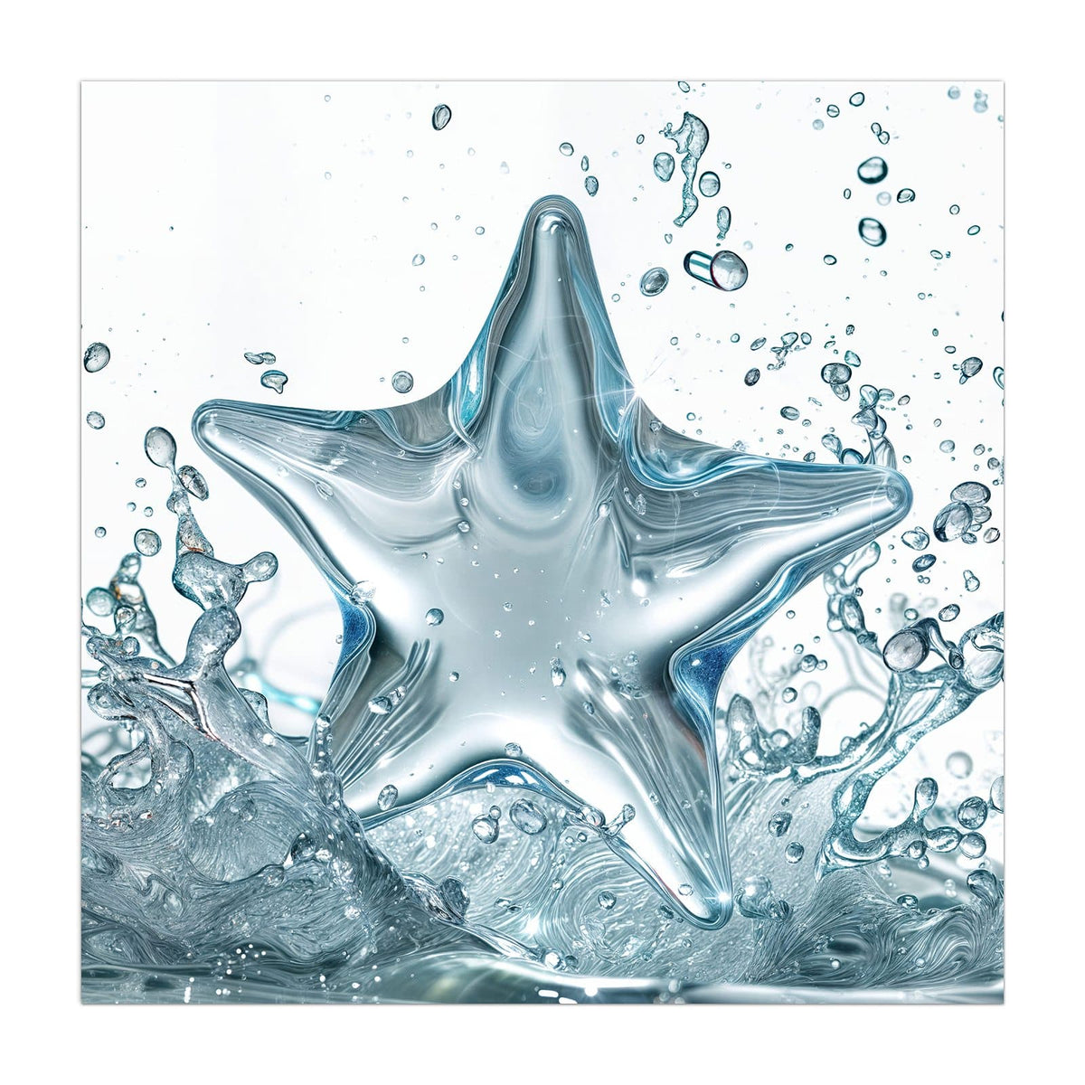 Küchenrückwand aus Glas Stern aus Wasser im quadratischen Format, Motiv bildfüllend von vorn
