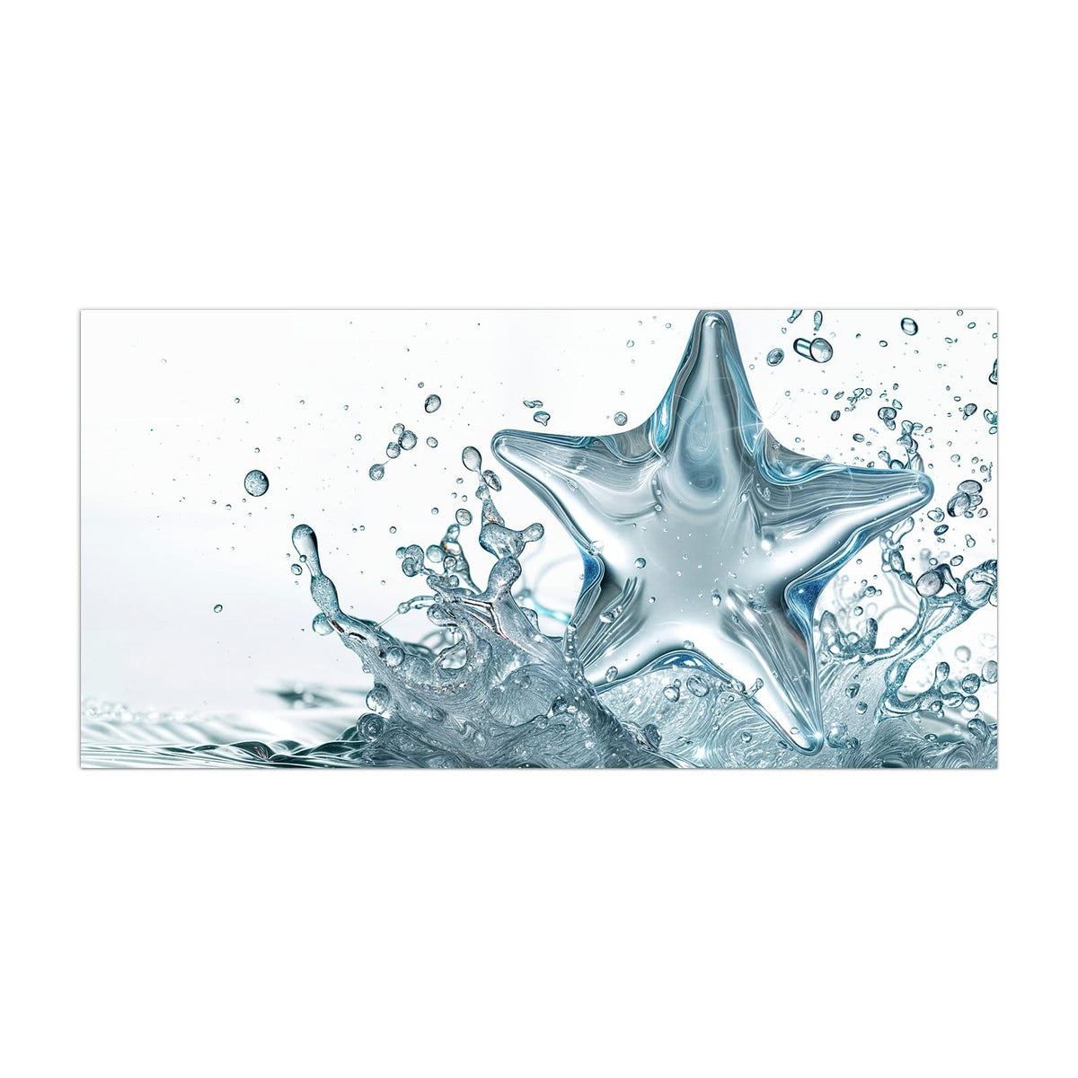 Küchenrückwand aus Glas Stern aus Wasser im Hochformat, Motiv bildfüllend von vorn