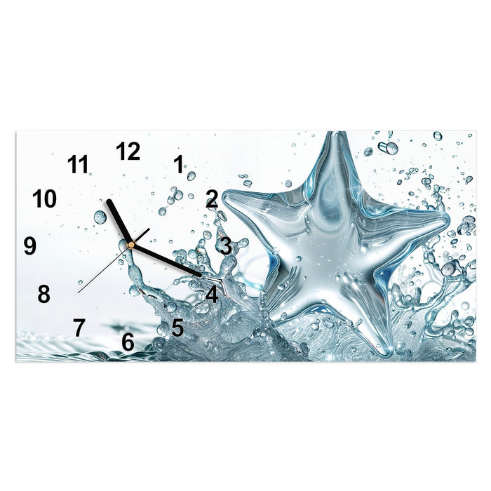 Wanduhr Sternspritzer aus Glas – Querformat 60 × 30 cm mit Ziffernblatt Modern