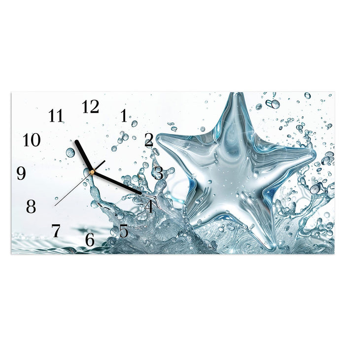Wanduhr Sternspritzer aus Glas – Querformat 60 × 30 cm mit Ziffernblatt Klassisch