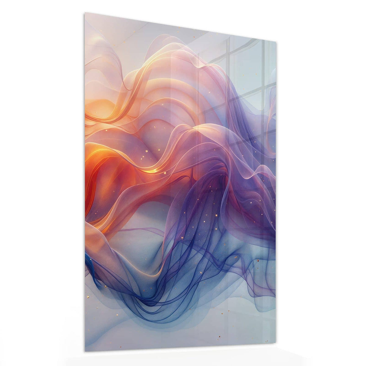Glasbild Seidenbänder in Orange von der Seite, 4 mm Echtglas