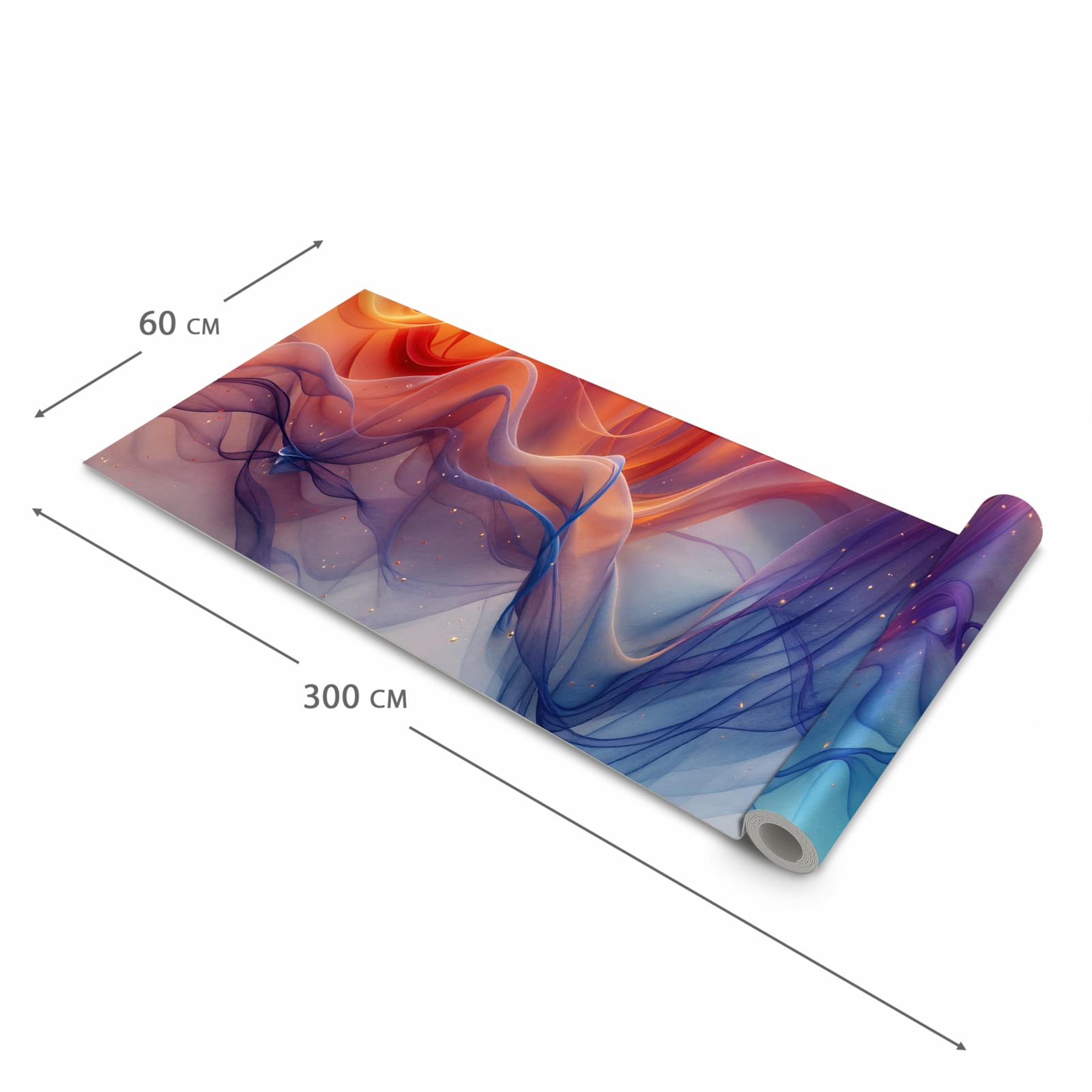 Feuchtigkeitsresistenter Küchenläufer mit Motiv Farbwirbel in der Größe 60x180 cm