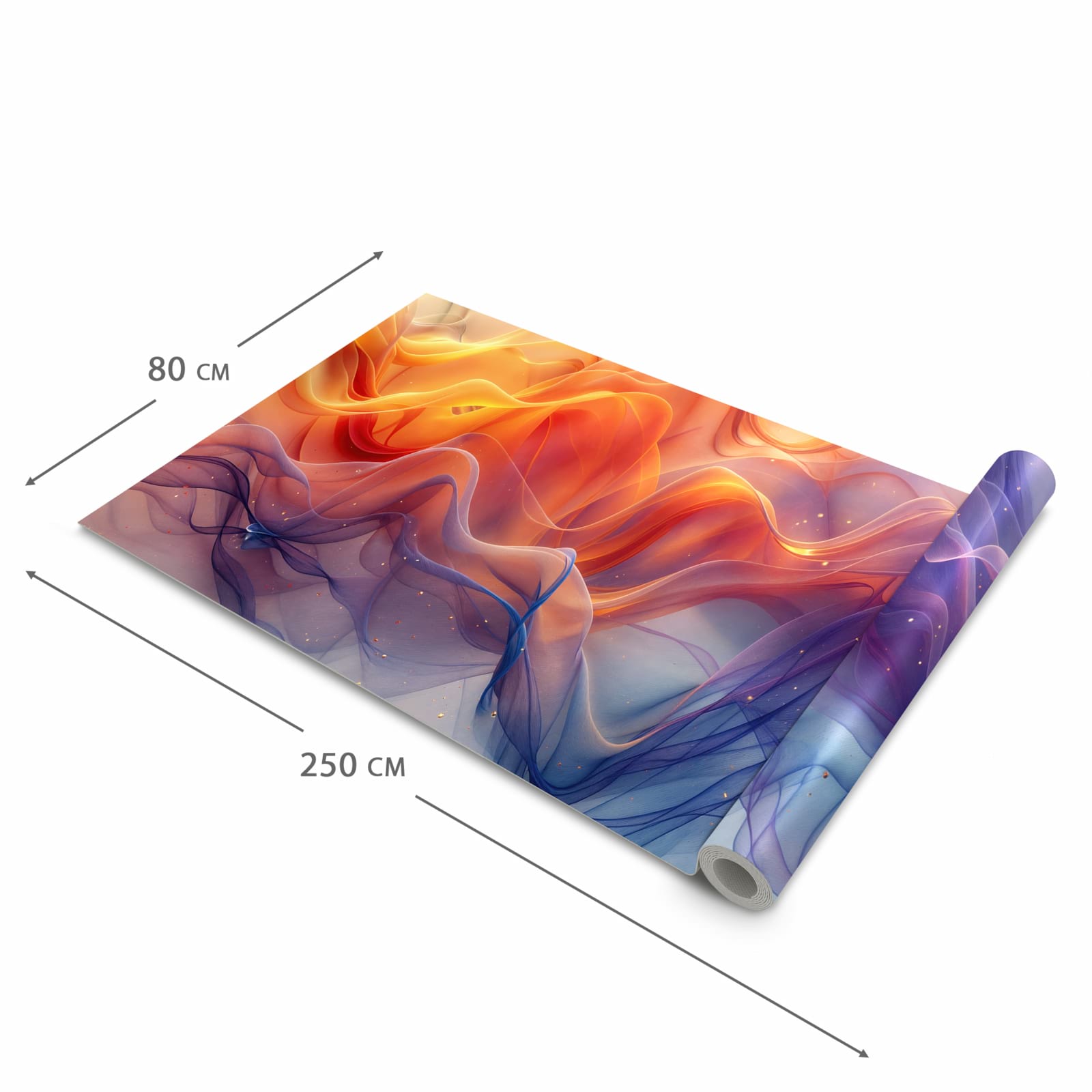 Bodenschonender abwaschbarer Küchenteppich mit Motiv Farbwirbel in der Grösse 60x180 cm