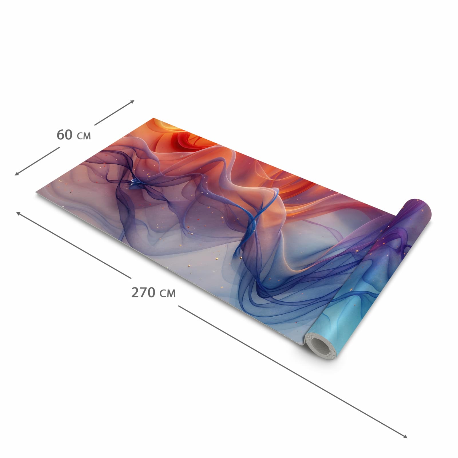 Rutschfester Küchenläufer nach Maß mit Motiv Farbwirbel in der Größe 60x180 cm