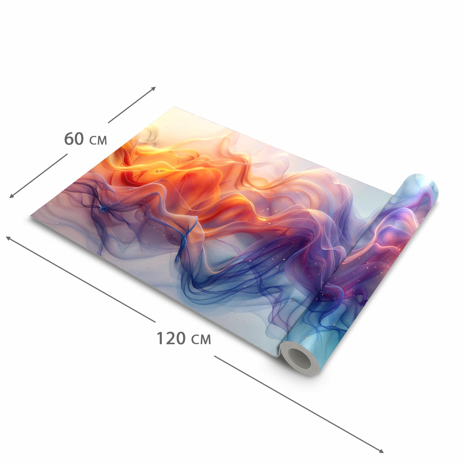 Hygienischer rutschfester Küchenläufer mit Motiv Farbwirbel in der Grösse 60x180 cm