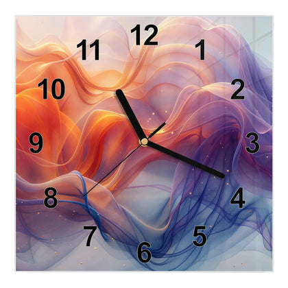 Wanduhr Quadratisch mit dem Motiv Seidenbänder in Orange