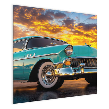 Magnettafel mit dem Motiv Türkiser Oldtimer