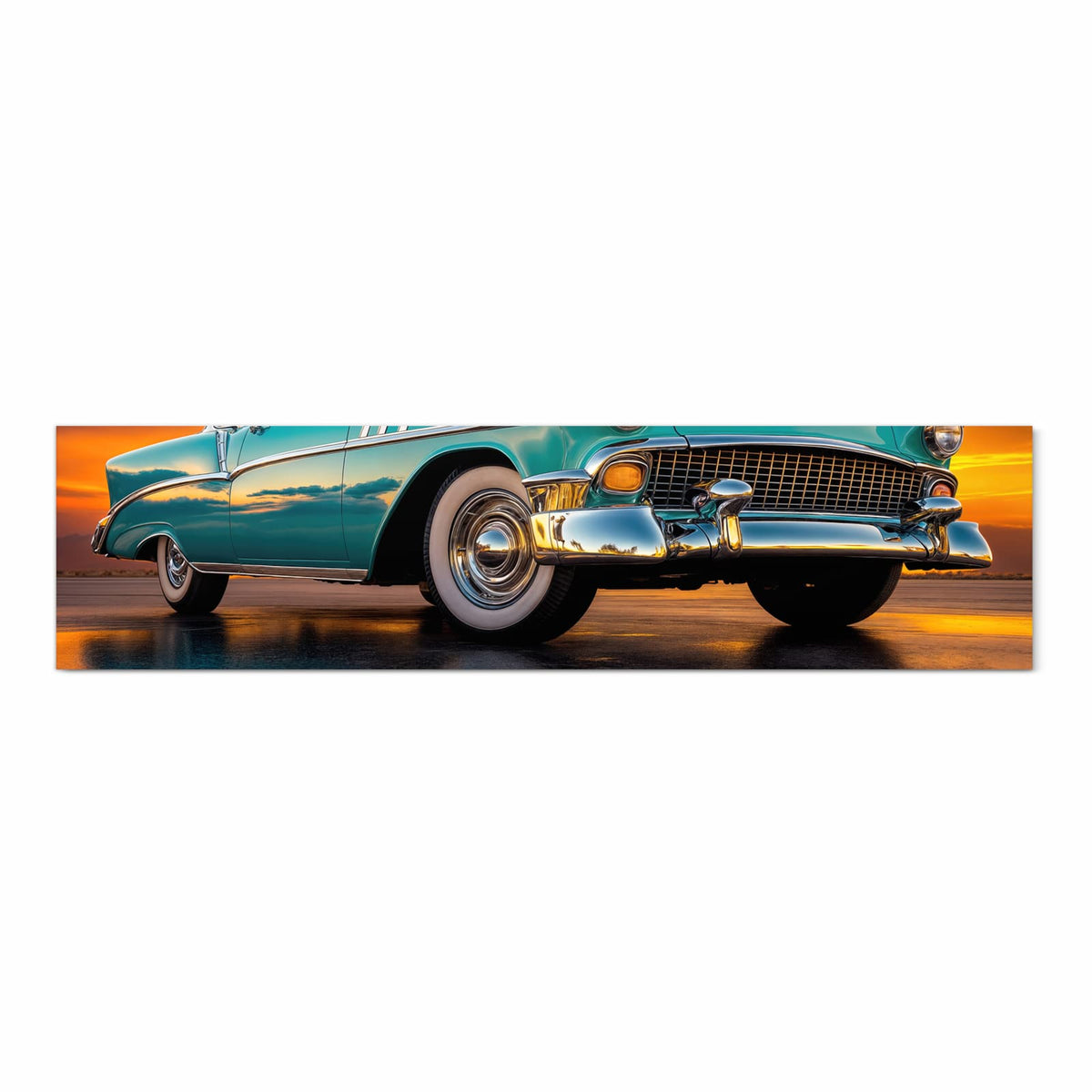 Farbbeständiger Bodenläufer mit Motiv Retro Oldtimer in Frontansicht
