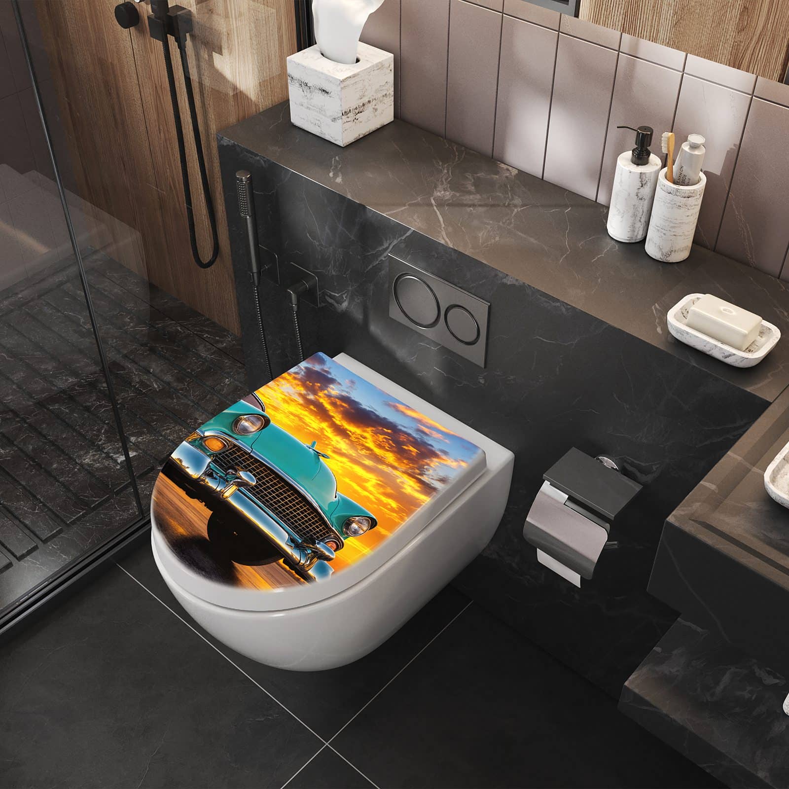 WC-Sitz mit Absenkautomatik Retro Oldtimer