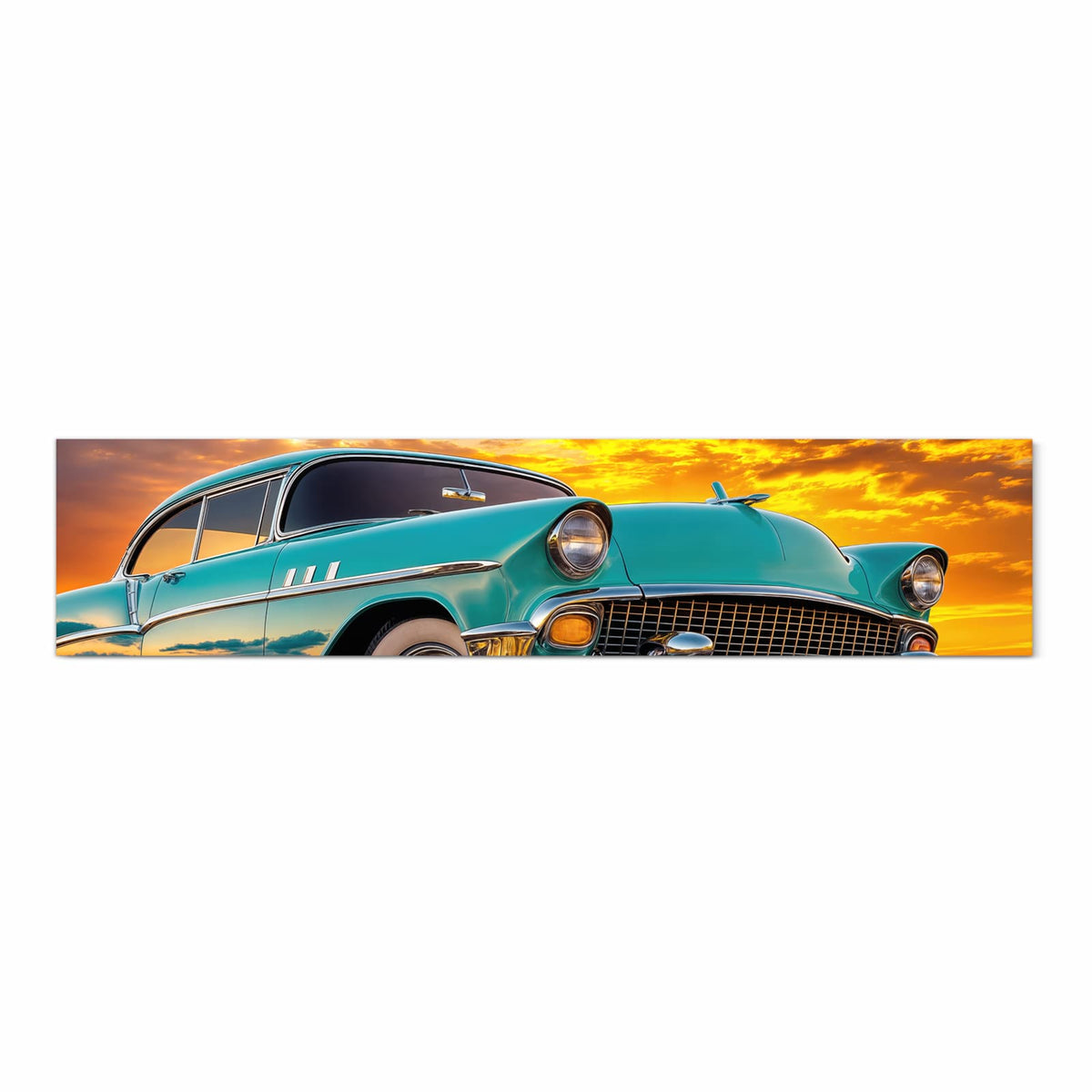 Formstabiler Bodenläufer Teppich mit Motiv Retro Oldtimer in Frontansicht