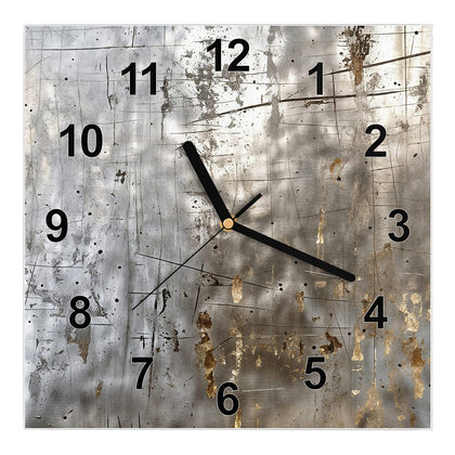 Wanduhr Quadratisch mit dem Motiv Goldspuren auf Silber