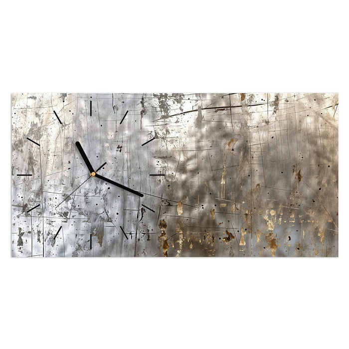 Wanduhr Metallische Kratztextur aus Glas – Querformat 60 × 30 cm mit Ziffernblatt Linie