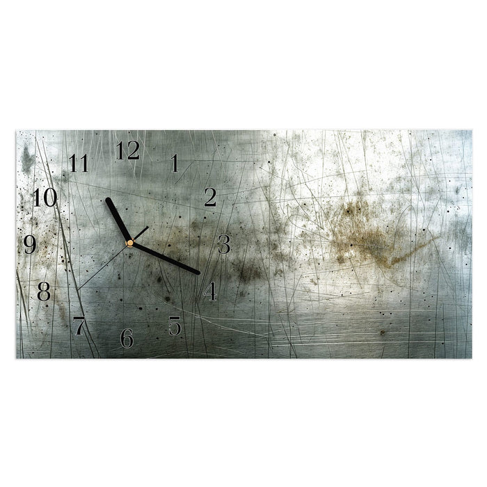 Wanduhr Gebrauchtes Metall aus Glas – Querformat 60 × 30 cm mit Ziffernblatt Klassisch