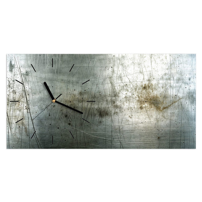 Wanduhr Gebrauchtes Metall aus Glas – Querformat 60 × 30 cm mit Ziffernblatt Linie