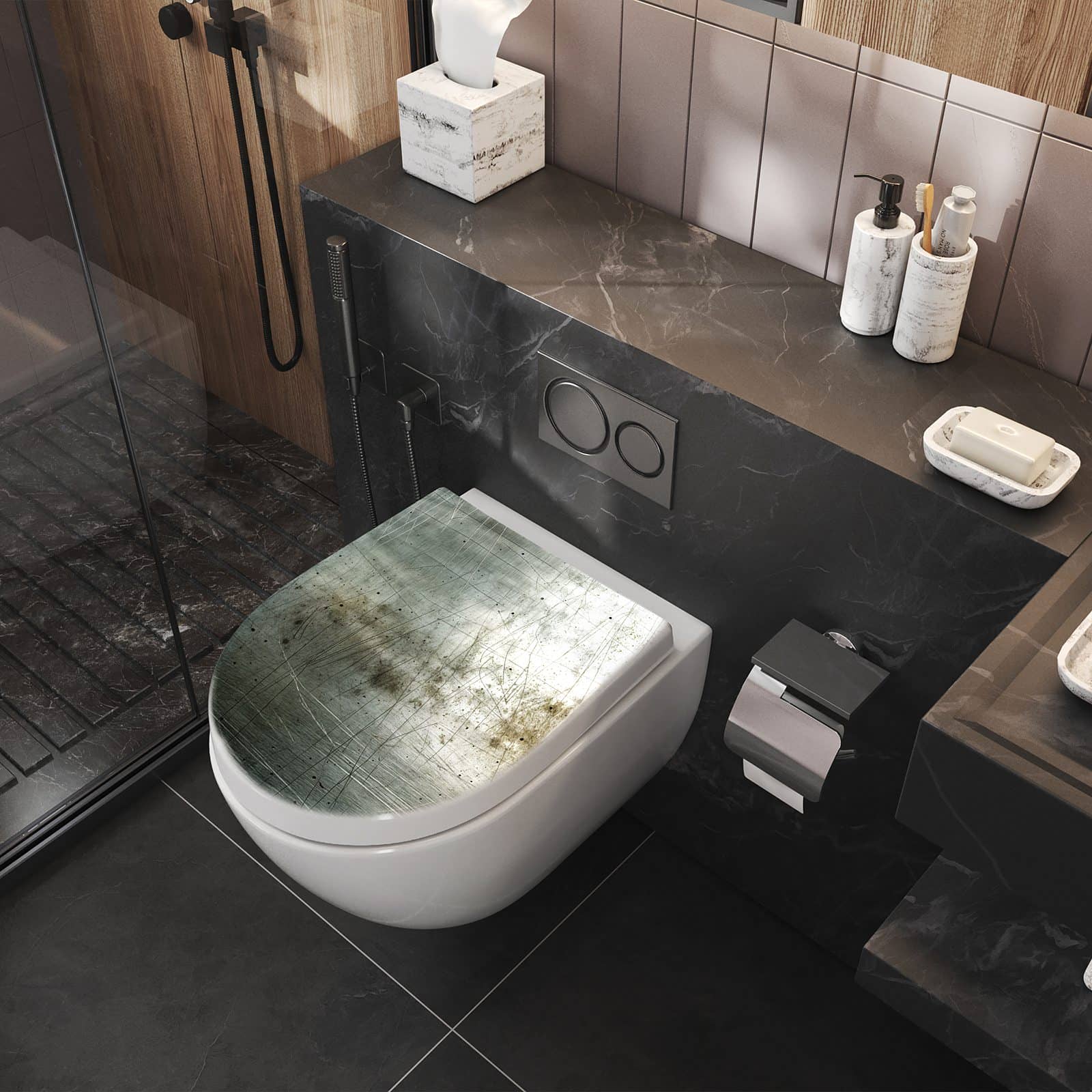 WC-Sitz mit Absenkautomatik Gebrauchtes Metall