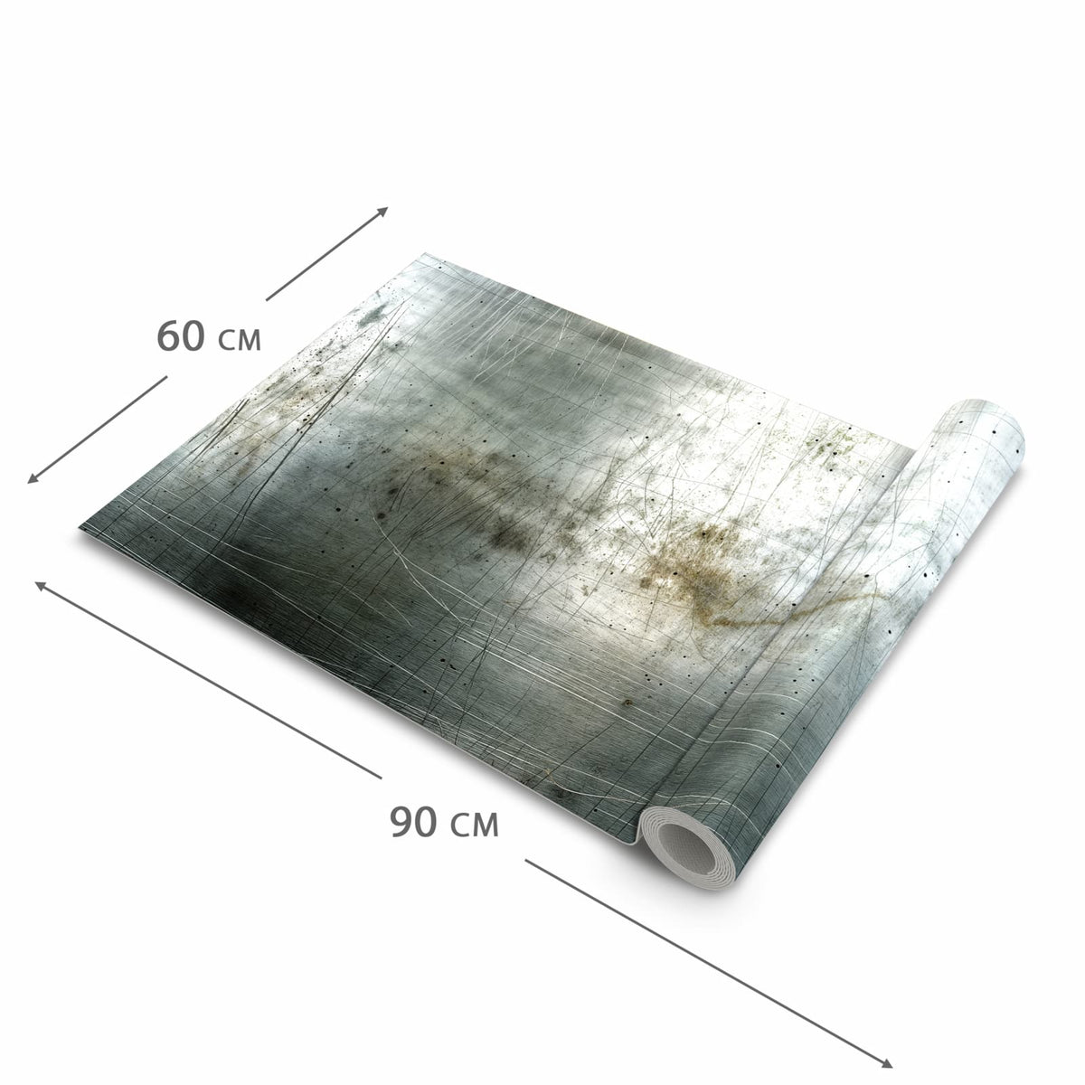 Pflegeleichter Küchenvorleger mit Motiv Gebrauchtes Metall in der Größe 60x150 cm