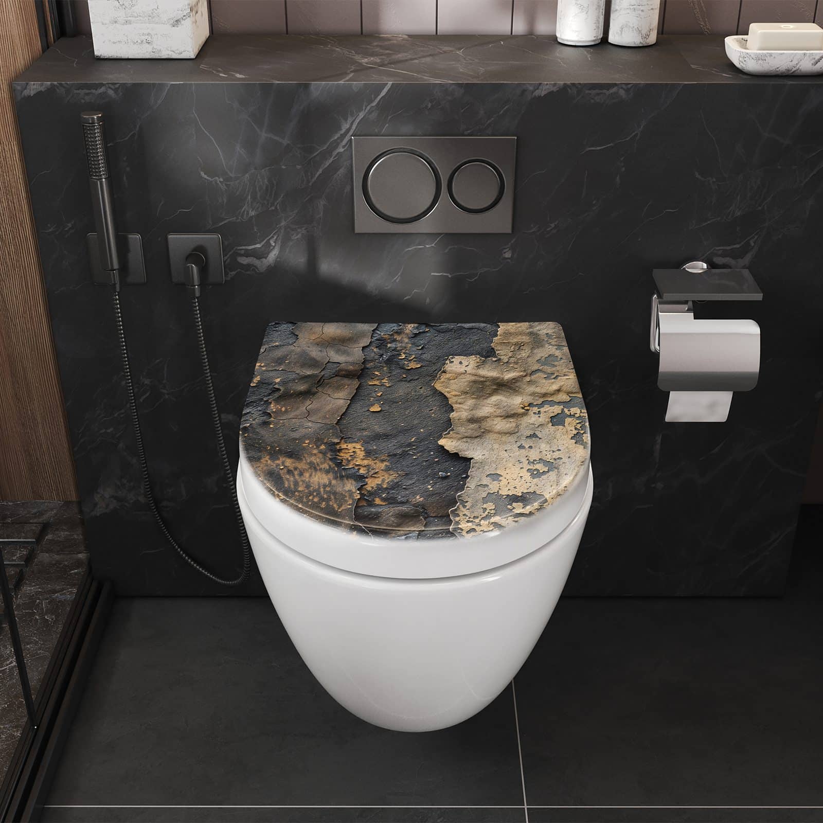 WC-Sitz mit Absenkautomatik Abblätternde Farbe