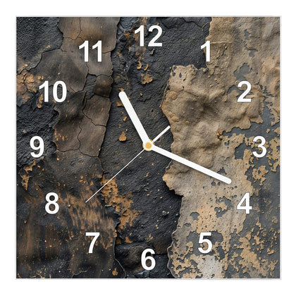 Wanduhr Quadratisch mit dem Motiv Ocker auf Schwarz