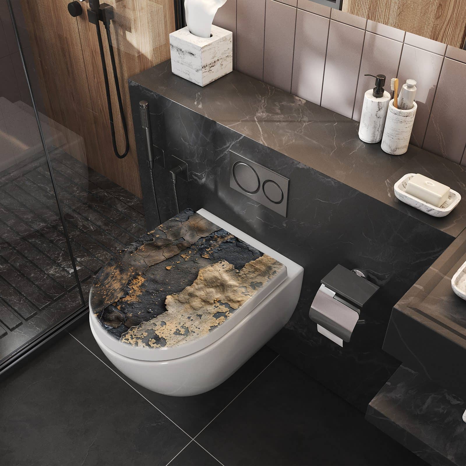 WC-Sitz mit Absenkautomatik Abblätternde Farbe